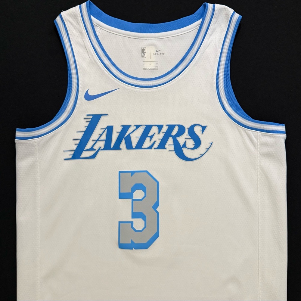 Nike Anthony Davis Los Angeles Lakers #3 White / Blue City Swingman Jersey 44 M - Picture 1 of 7